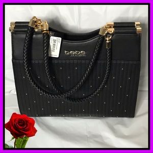 Bebe Aliah StudShopper Black L adjustable strap